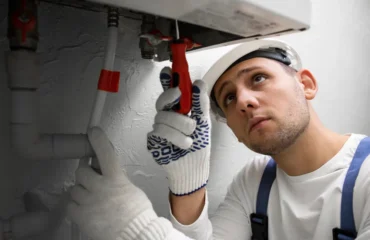 A man fixing a clogged drain